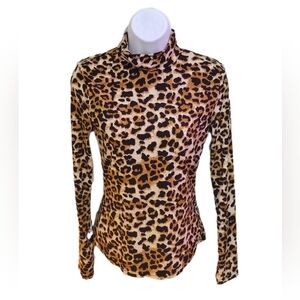 Black and Brown Fitted Blouse with Leopard Print
